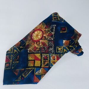 Christian Dior Navy Abstract Silk Necktie Blue Vintage